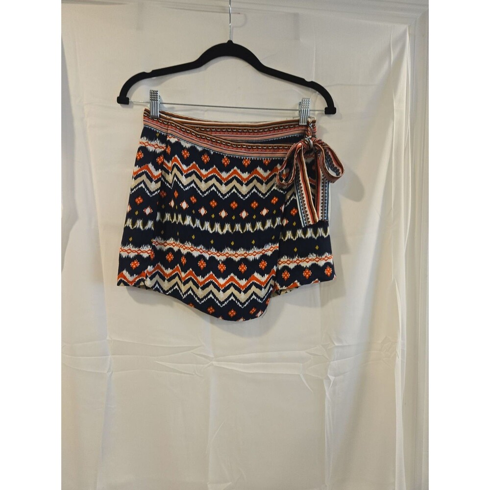 Jealous Tomato Geometric Ikat Print Wrap Skort with Side Tie